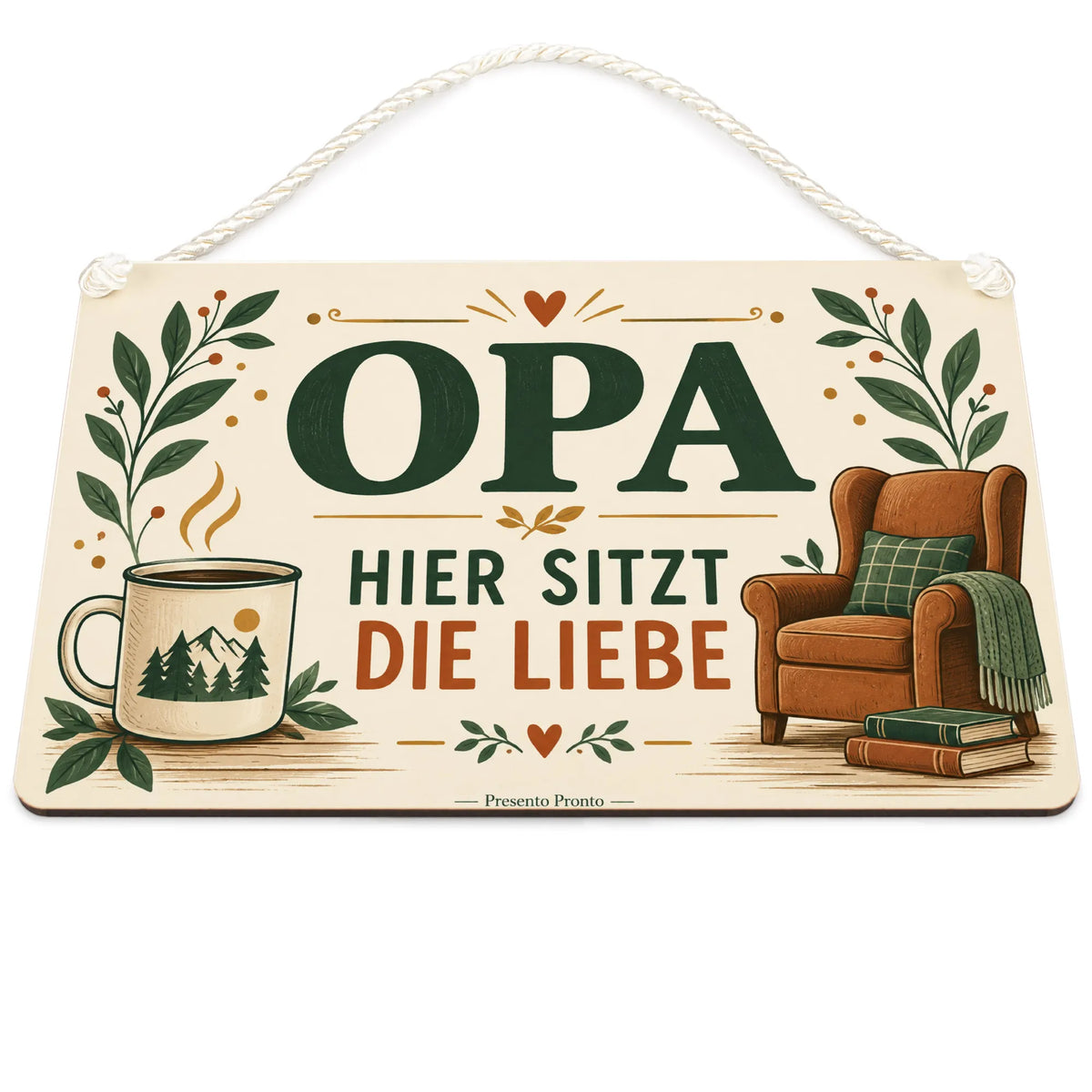 Liebevolles Schild für Opa mit Sessel