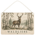 Elegantes Holzbild mit Hirsch im Birkenwald für Naturliebhaber