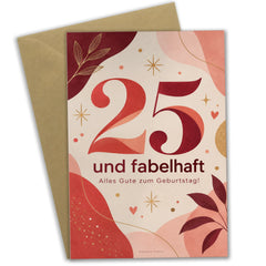 Elegante Geburtstagskarte zum 25. Geburtstag für Frauen