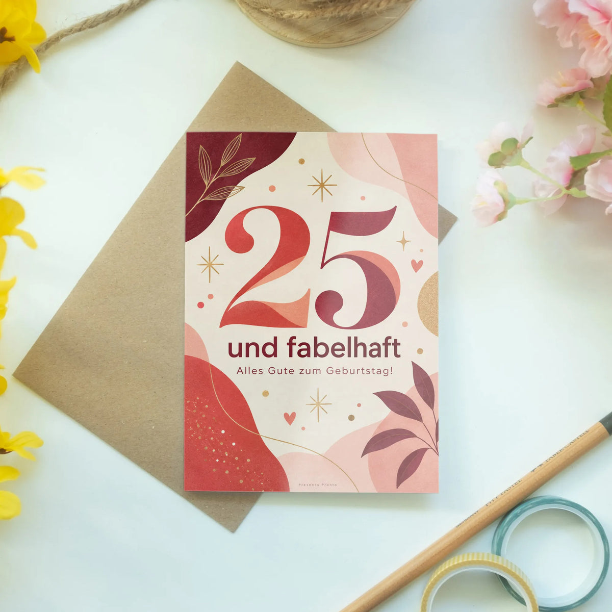 Elegante Geburtstagskarte zum 25. Geburtstag für Frauen