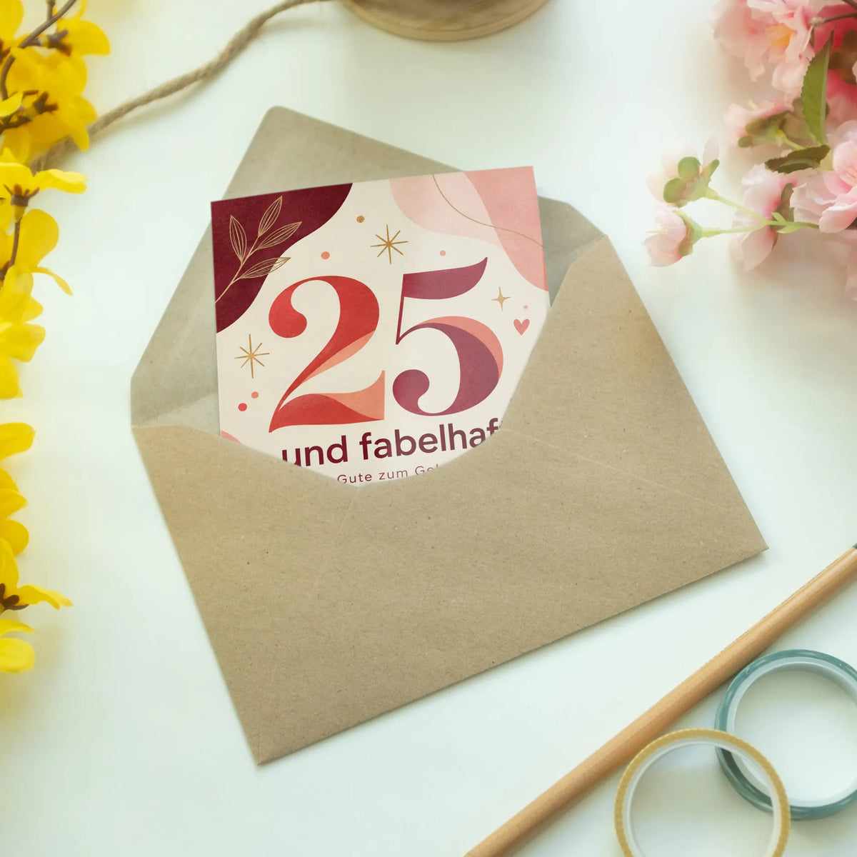 Elegante Geburtstagskarte zum 25. Geburtstag für Frauen