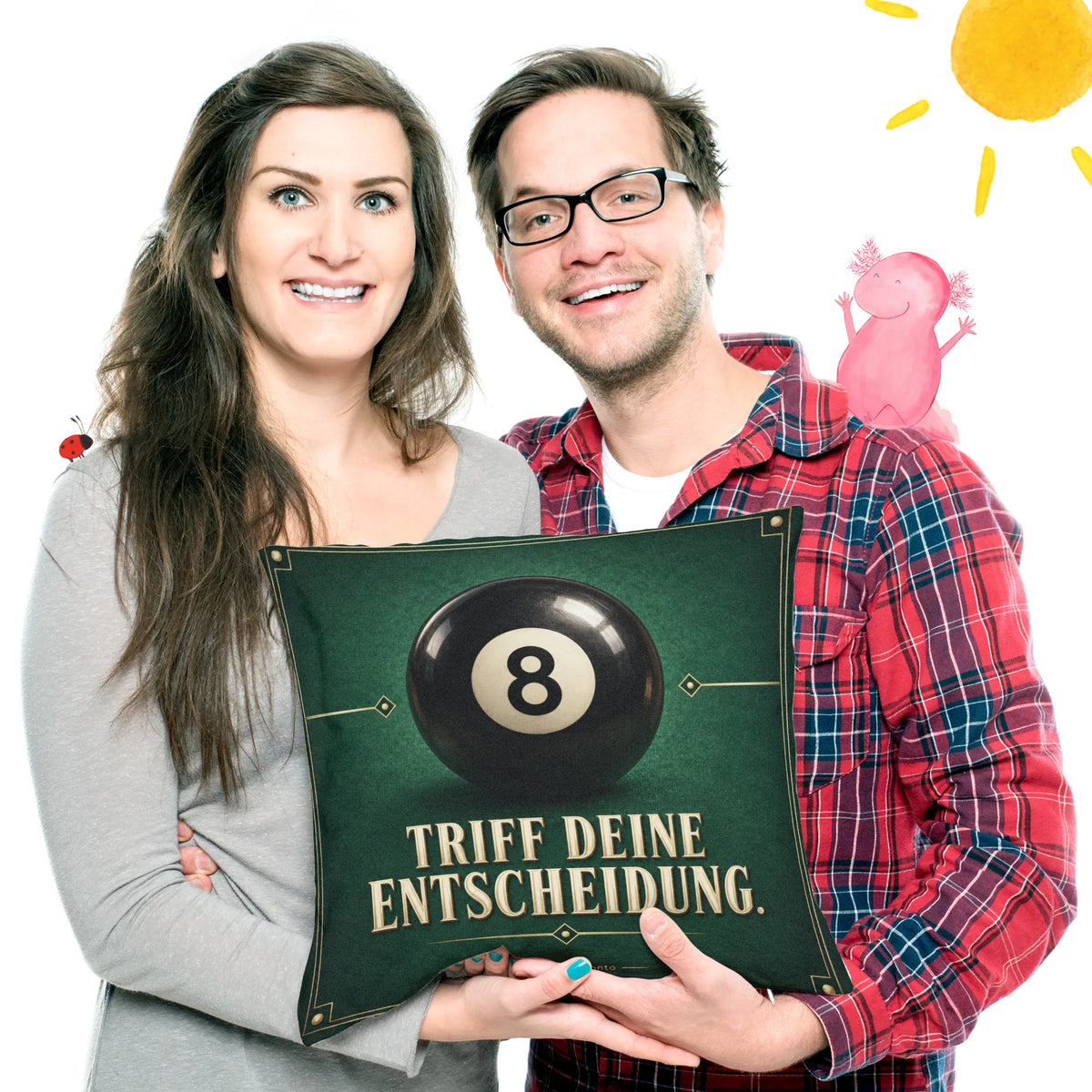 Elegantes 8-Ball-Kissen für Billardfans mit schwarzer Billardkugel