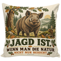 Lustiges Kissen für Jäger mit Wildschwein