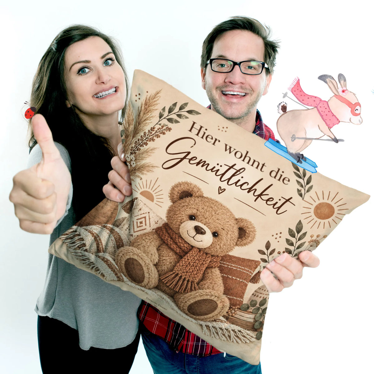 Gemütliches Dekokissen mit Teddy für kuscheliges Zuhause