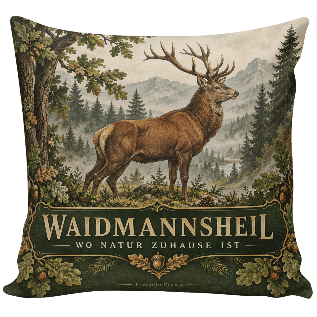 Rustikales Kissen zur Jagd mit Rothirsch|p:2020560|h:8d376e20efce3f7ded89471e363d131f