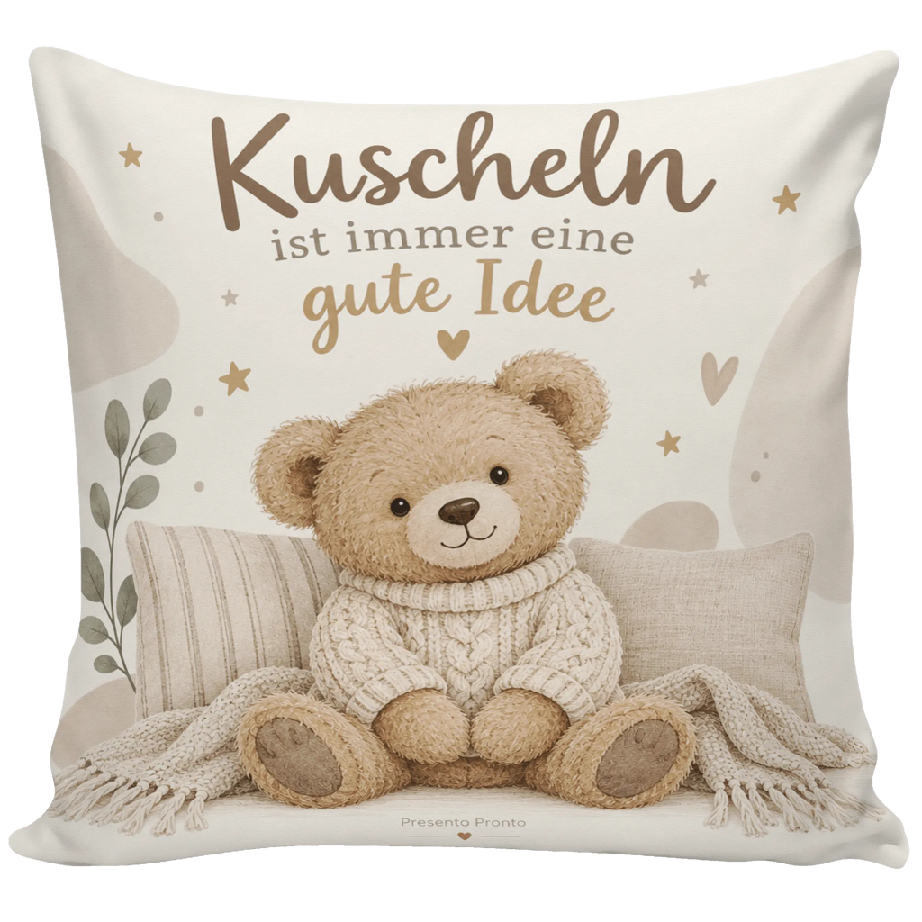 Kuscheliges Dekokissen mit Teddybär für Kinder|p:2020562|h:889e7fb85d413b3ccb92a08661e50c4a