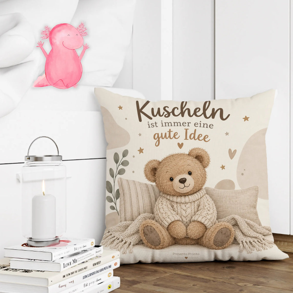 Kuscheliges Dekokissen mit Teddybär für Kinder