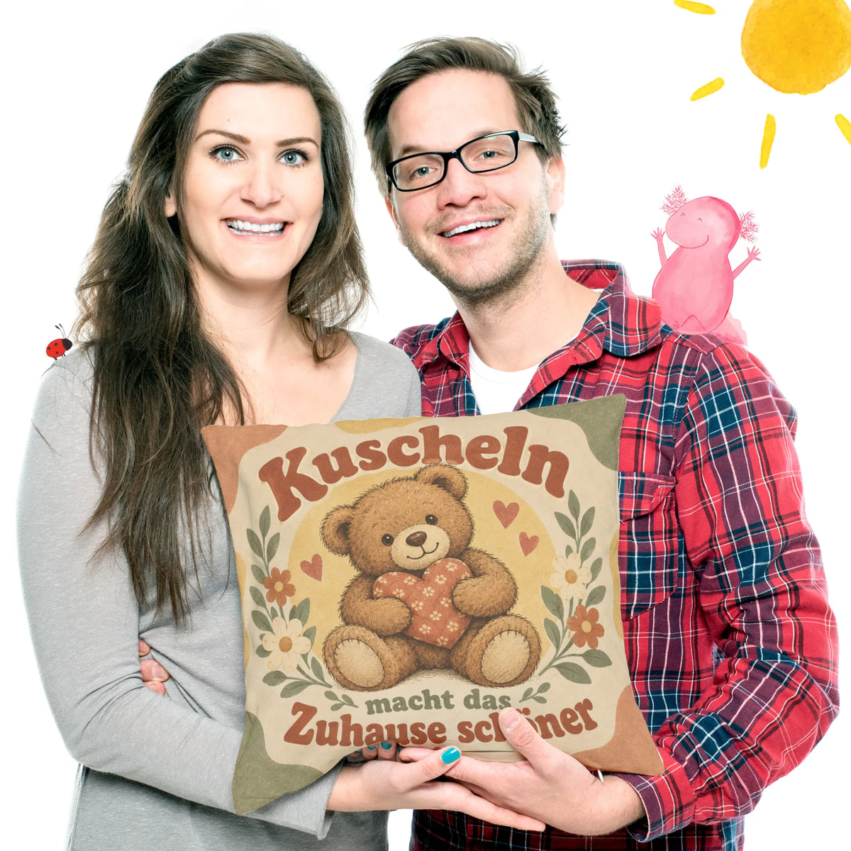 Kuscheliges Dekokissen mit Teddy für Teddyfans