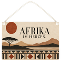 Stimmungsvolles Afrika Holzbild Deko für Afrikafans mit Sonne