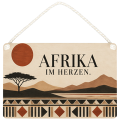 Stimmungsvolles Afrika Holzbild Deko für Afrikafans mit Sonne