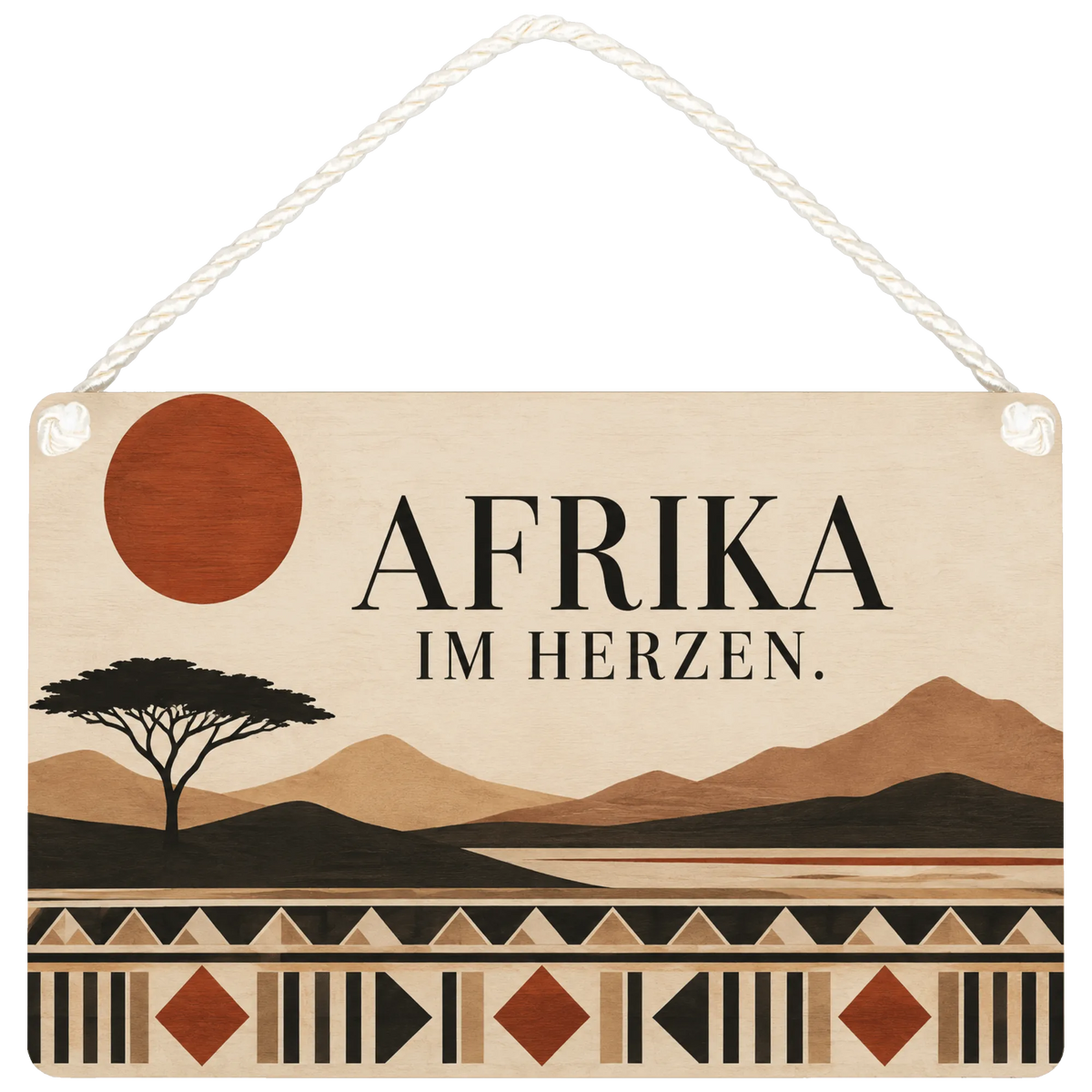 Stimmungsvolles Afrika Holzbild Deko für Afrikafans mit Sonne