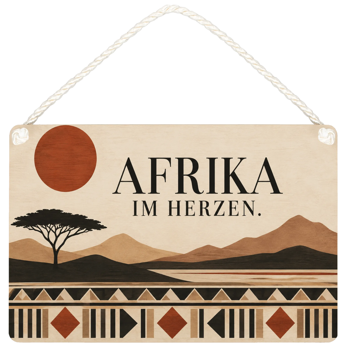 Stimmungsvolles Afrika Holzbild Deko für Afrikafans mit Sonne
