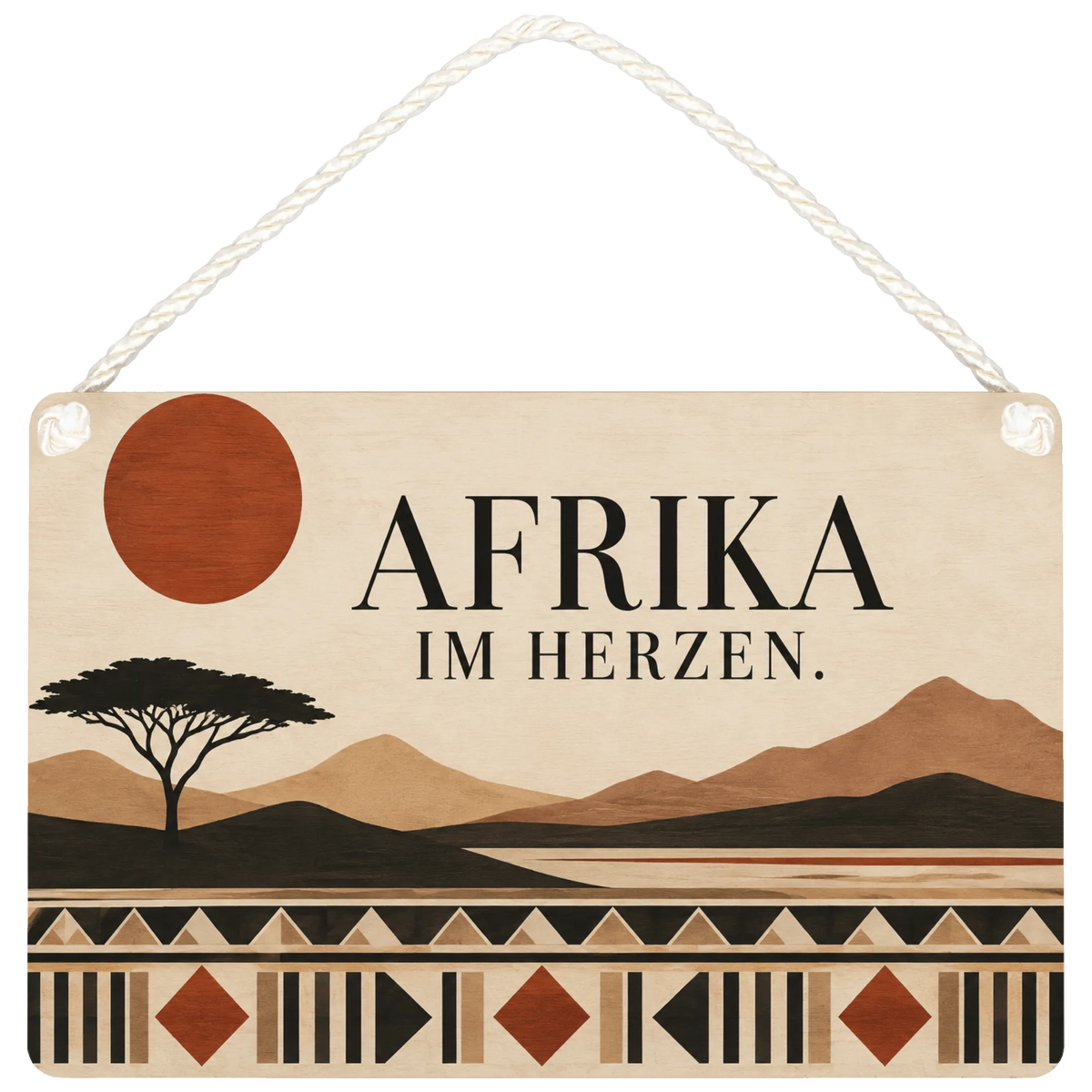 Stimmungsvolles Afrika Holzbild Deko für Afrikafans mit Sonne
