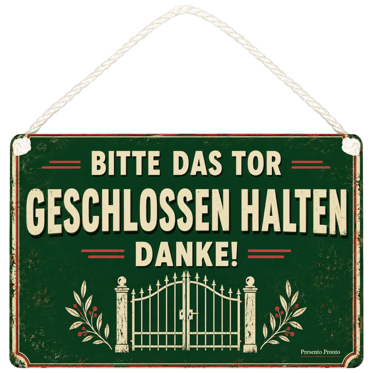 Freundliches Schild Bitte das Tor geschlossen halten für Garten
