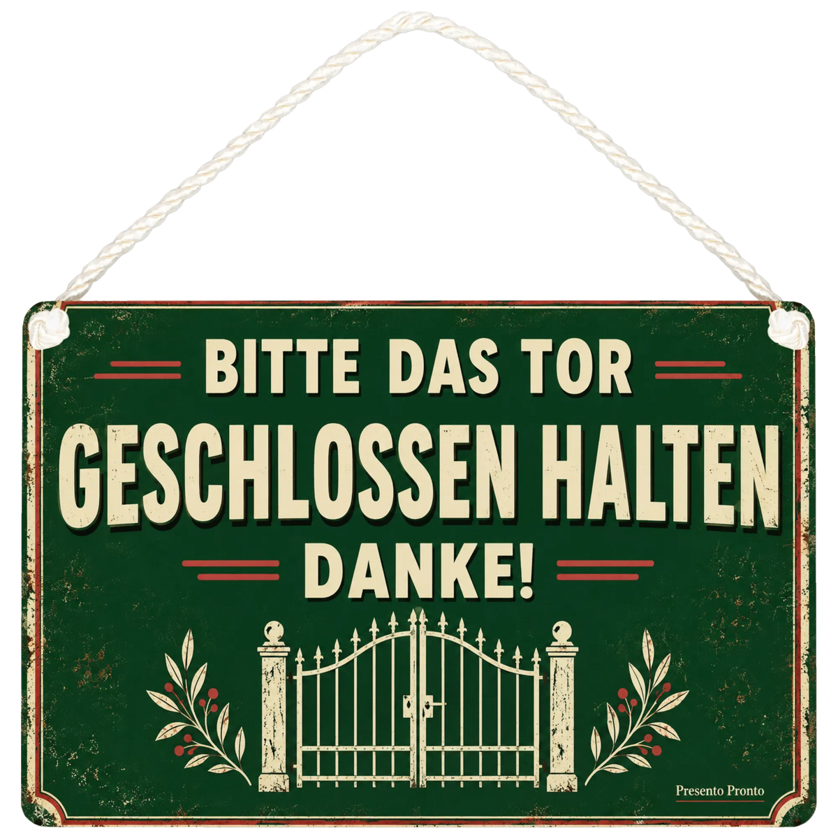 Freundliches Schild Bitte das Tor geschlossen halten für Garten