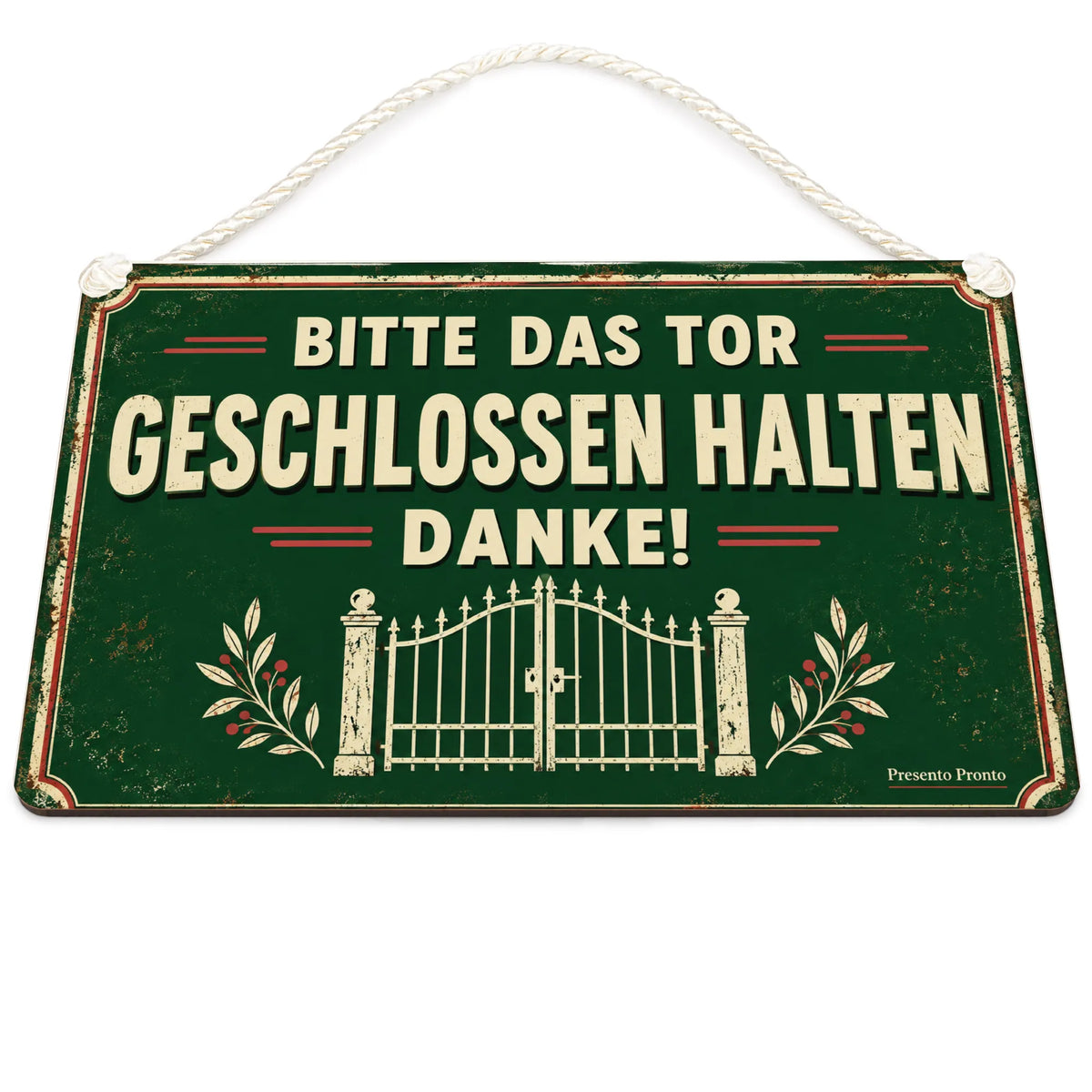 Freundliches Schild Bitte das Tor geschlossen halten für Garten