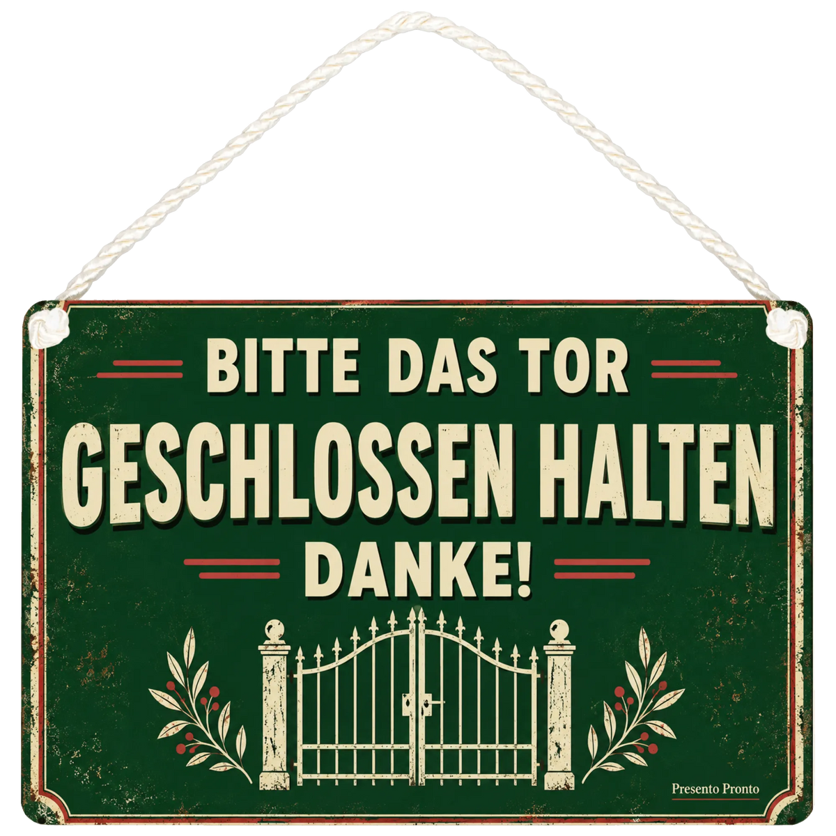 Freundliches Schild Bitte das Tor geschlossen halten für Garten