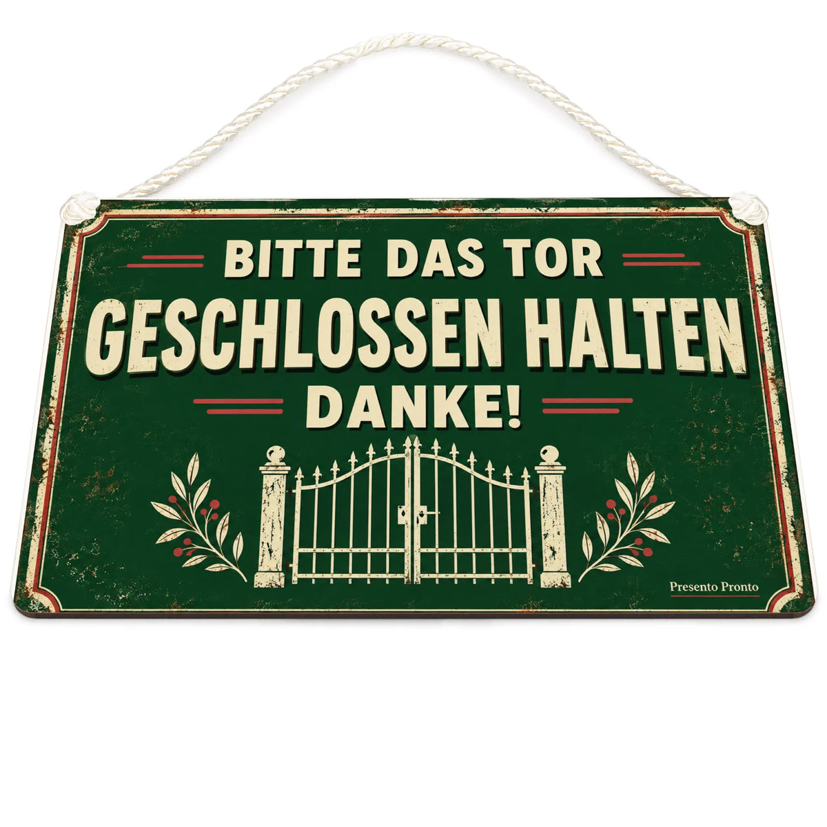 Freundliches Schild Bitte das Tor geschlossen halten für Garten
