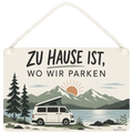 Gemütliches Deko-Schild zum Camping mit Wohnmobil