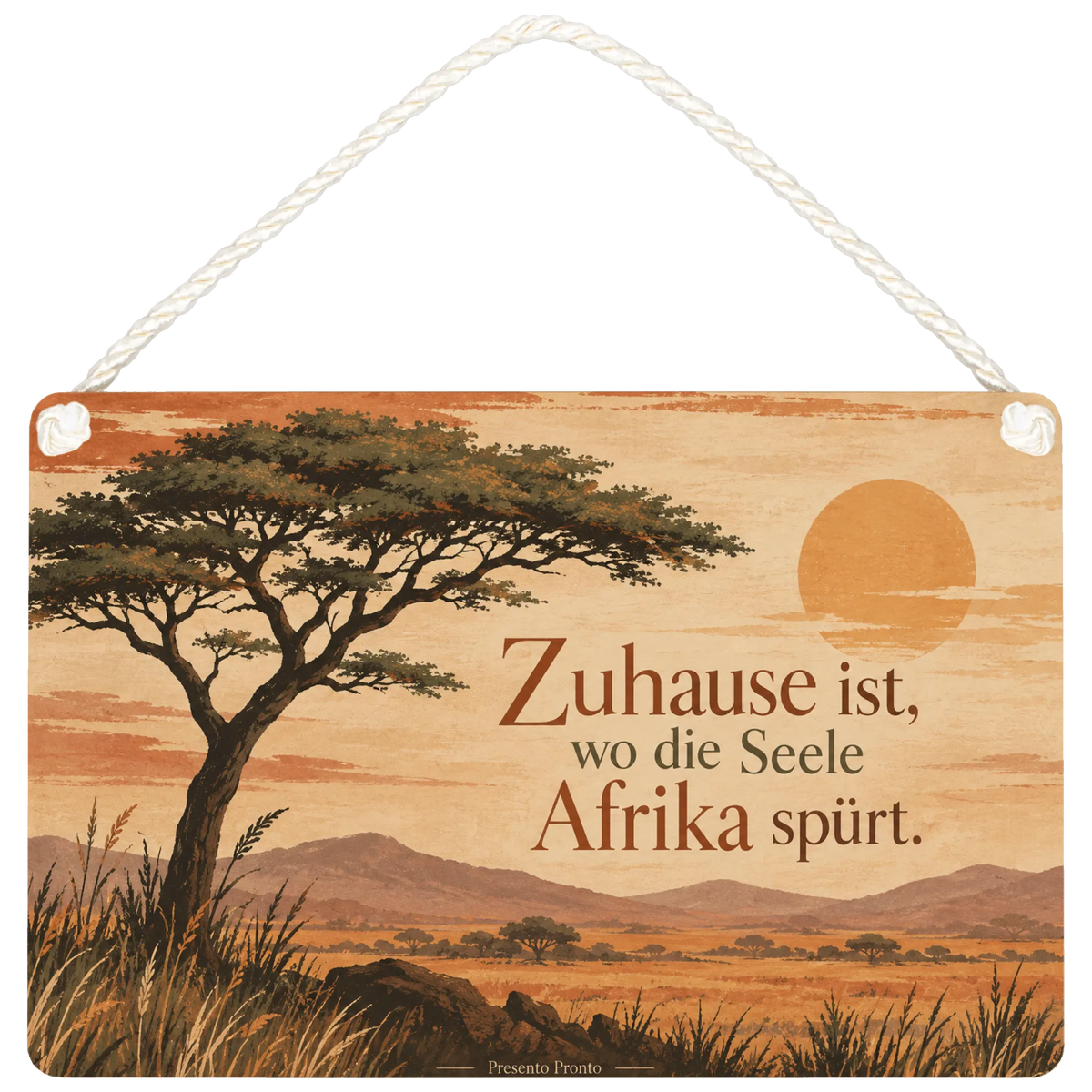 Stimmungsvolle Afrika Holzbild Deko für Afrikaliebhaber mit Akazie