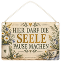 Gemütliches Relax Schild Deko aus Holz für Chillecke mit Teetasse