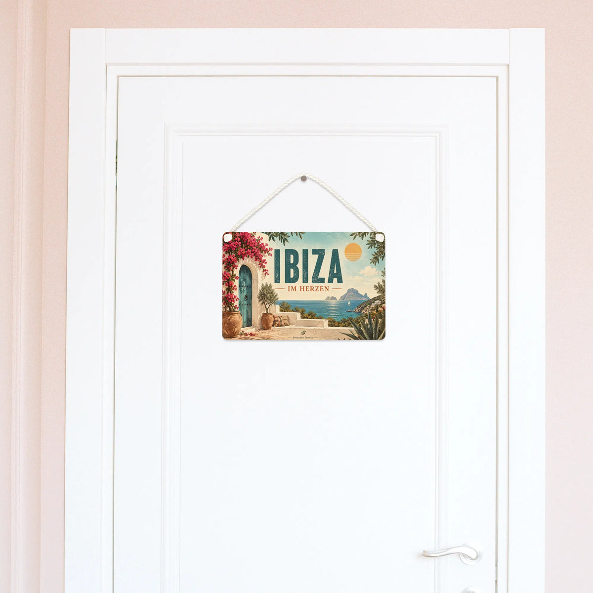 Sehnsuchtsvolles Ibiza Deko Schild für Fans mit Finca