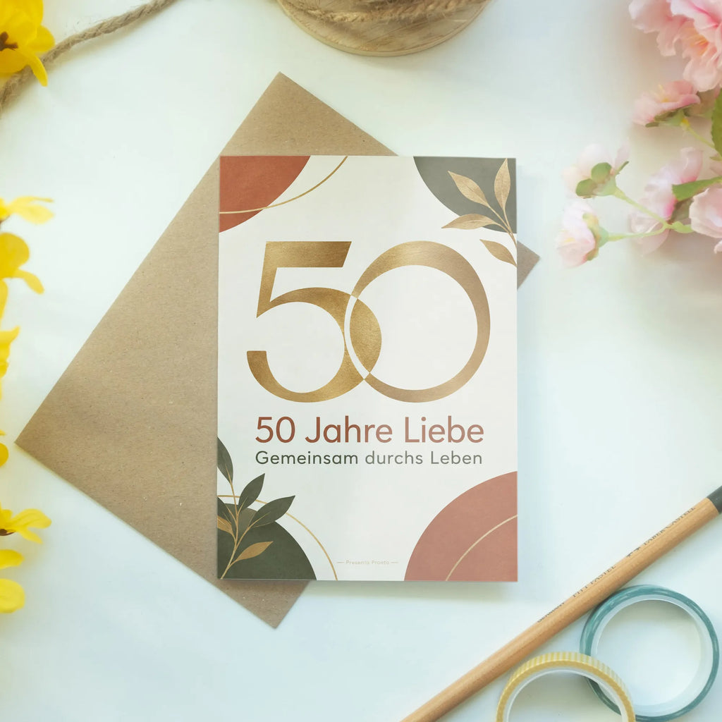 Elegante Grußkarte zur Goldenen Hochzeit mit goldener 50|p:2020702|h:e5af50a7acb410cedbd21eaf23fcd379