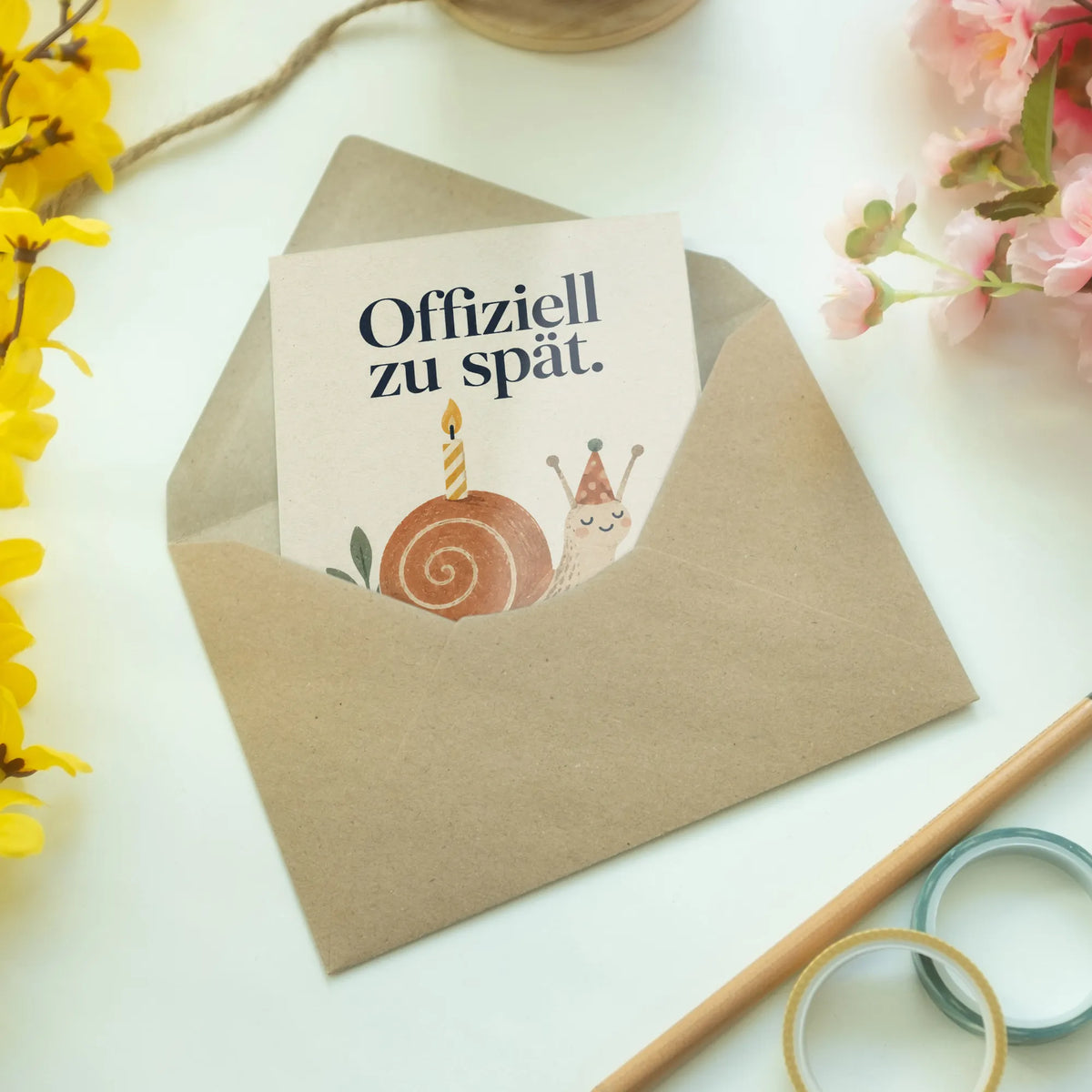 Lustige Verspätete Geburtstagskarte mit Schnecke