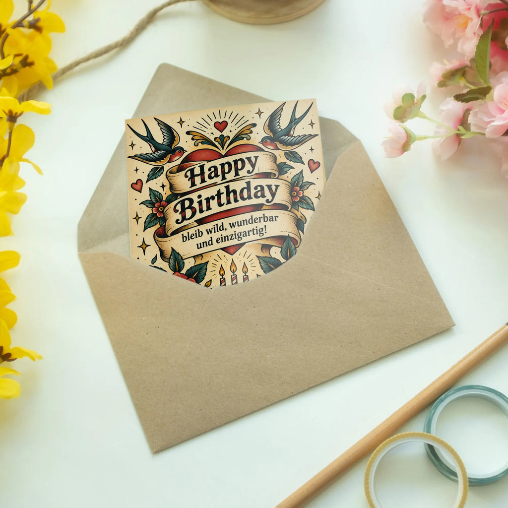 Coole Geburtstagskarte mit Tattoo-Rose für Fans|p:2020707|h:8a79c39b7e928394f4b062d30817e696
