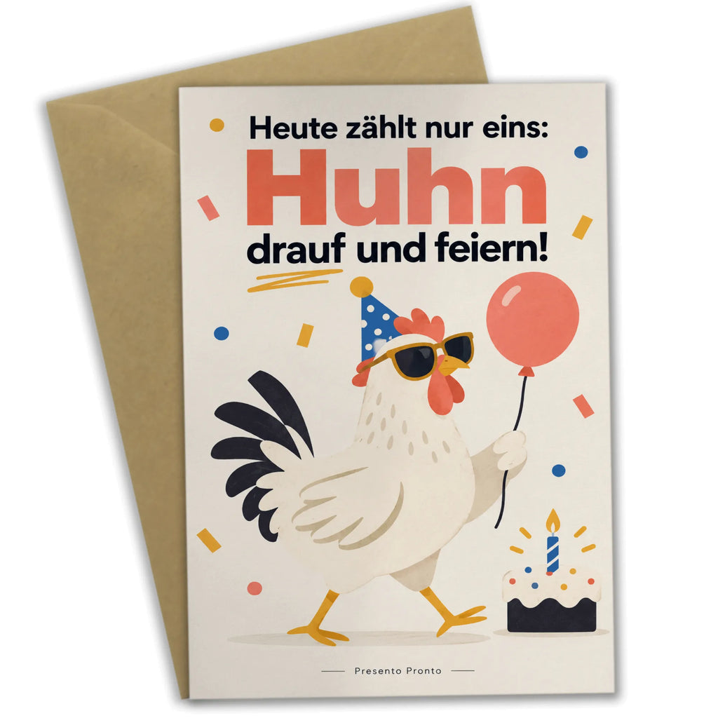 Lustige Geburtstagskarte mit Huhn und Partybrille|p:2020709|h:95b96e2af4545061a5a50a8d8dab28b6