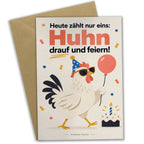 Lustige Geburtstagskarte mit Huhn und Partybrille|p:2020709|h:95b96e2af4545061a5a50a8d8dab28b6