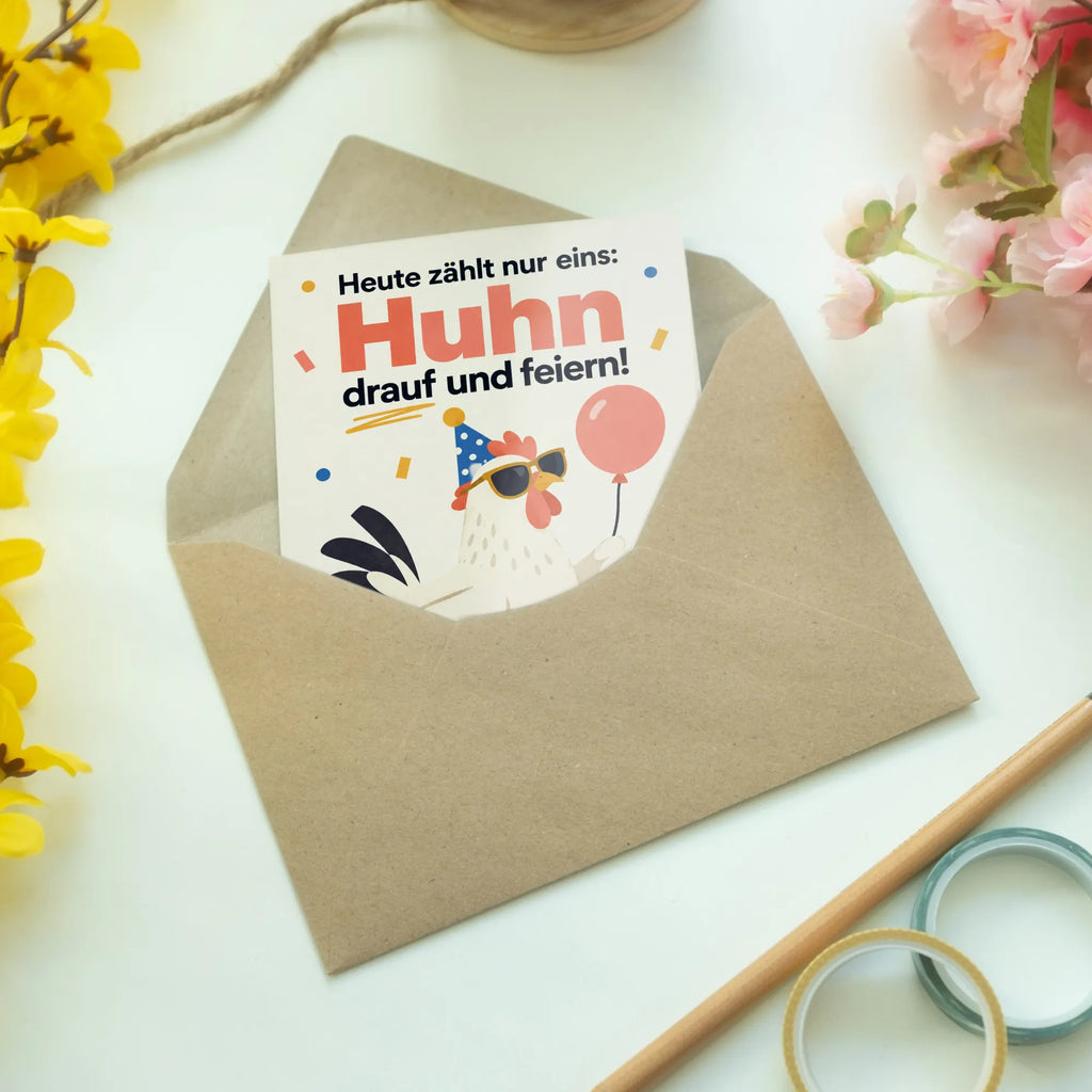Lustige Geburtstagskarte mit Huhn und Partybrille|p:2020709|h:ff5dbaad92b57419cb356a27880b81bf