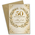 Elegante Grußkarte zur Goldenen Hochzeit mit Olivenkranz