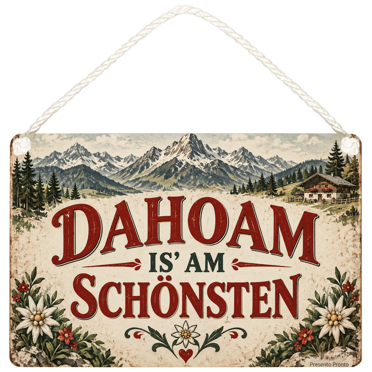 Nostalgisches Österreich Schild für Bergfans mit Alpenpanorama