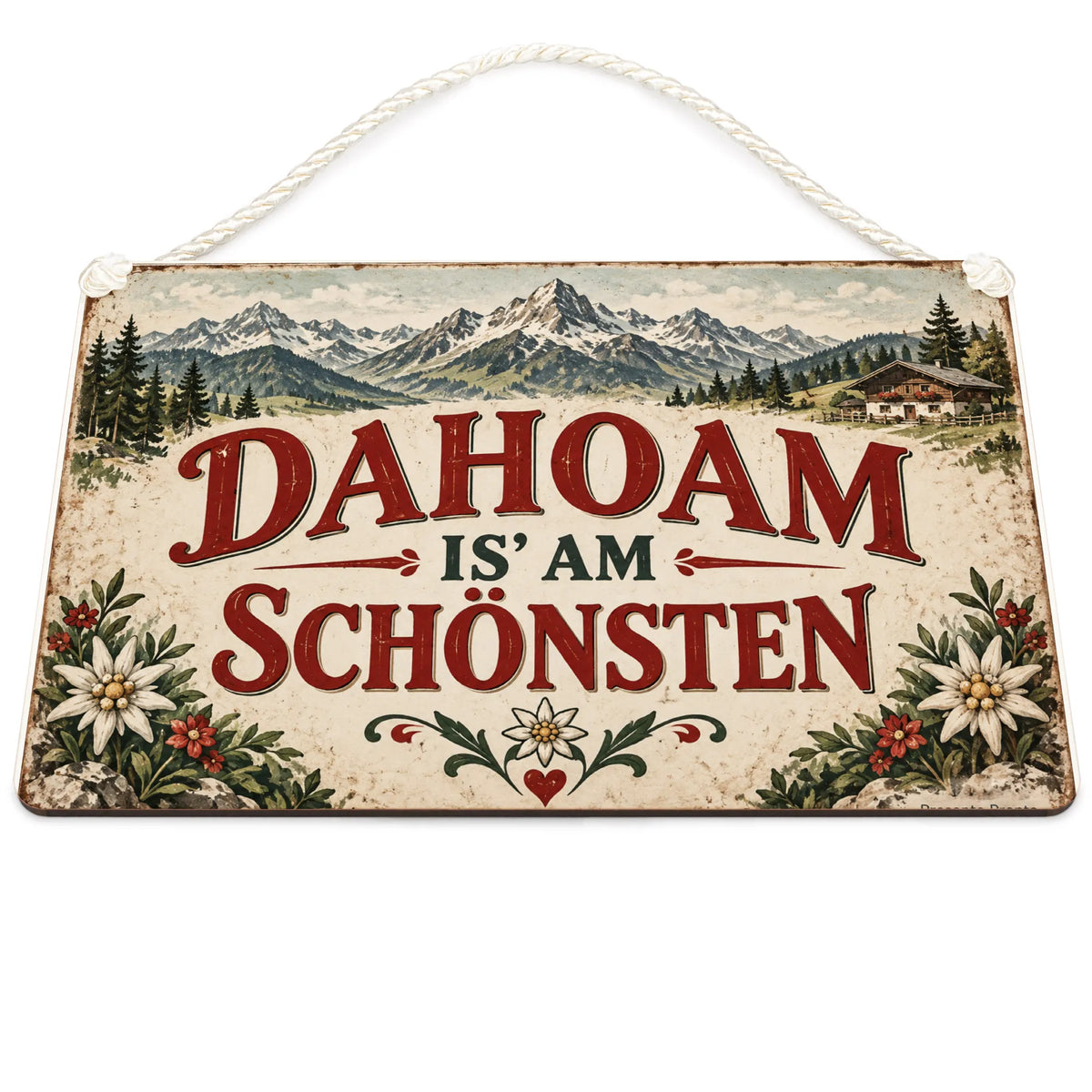 Nostalgisches Österreich Schild für Bergfans mit Alpenpanorama