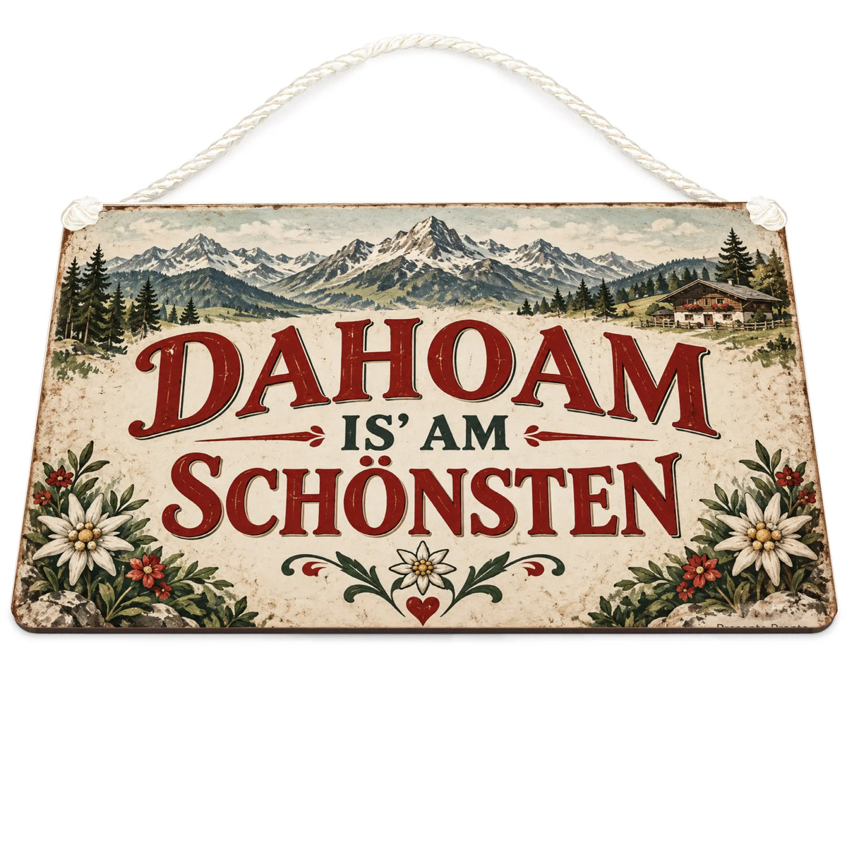 Nostalgisches Österreich Schild für Bergfans mit Alpenpanorama