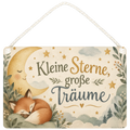 Süßes Holzschild fürs Kinderzimmer mit schlafendem Fuchs