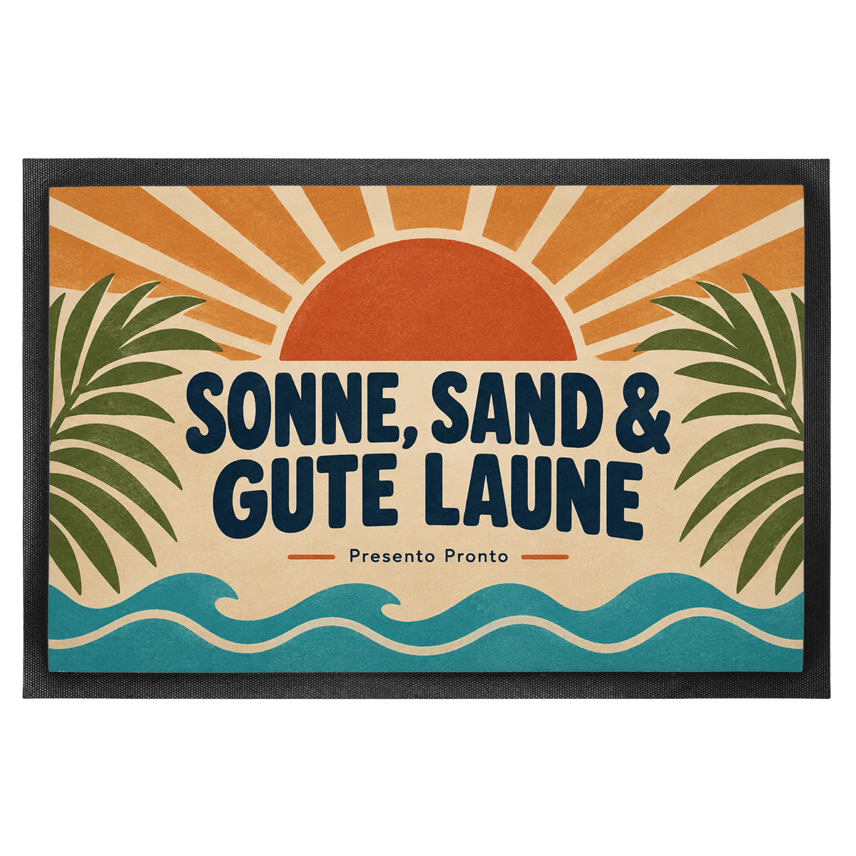 Fröhliche Fußmatte für den Sommer mit Terrakotta-Sonne
