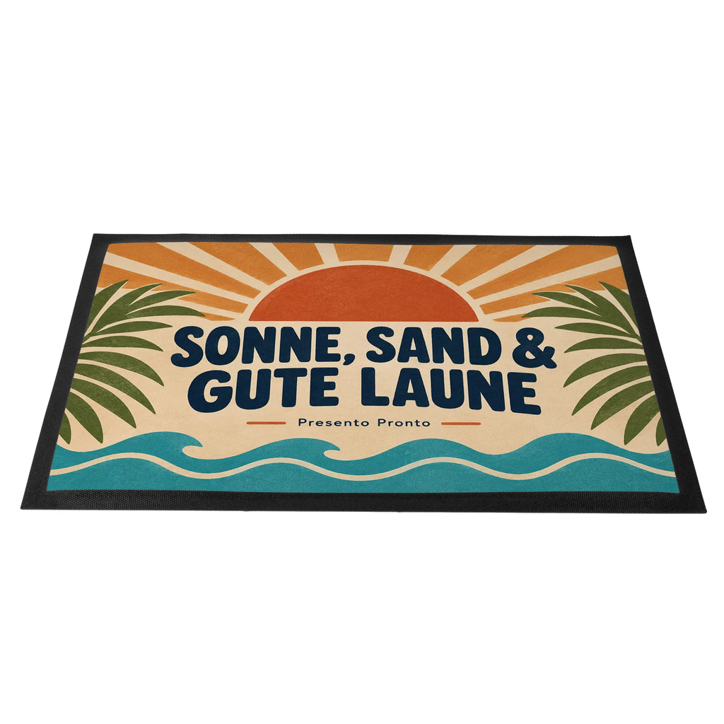 Fröhliche Fußmatte für den Sommer mit Terrakotta-Sonne|p:2020731|h:62dab8453cf27147df1eef477dfee7e6