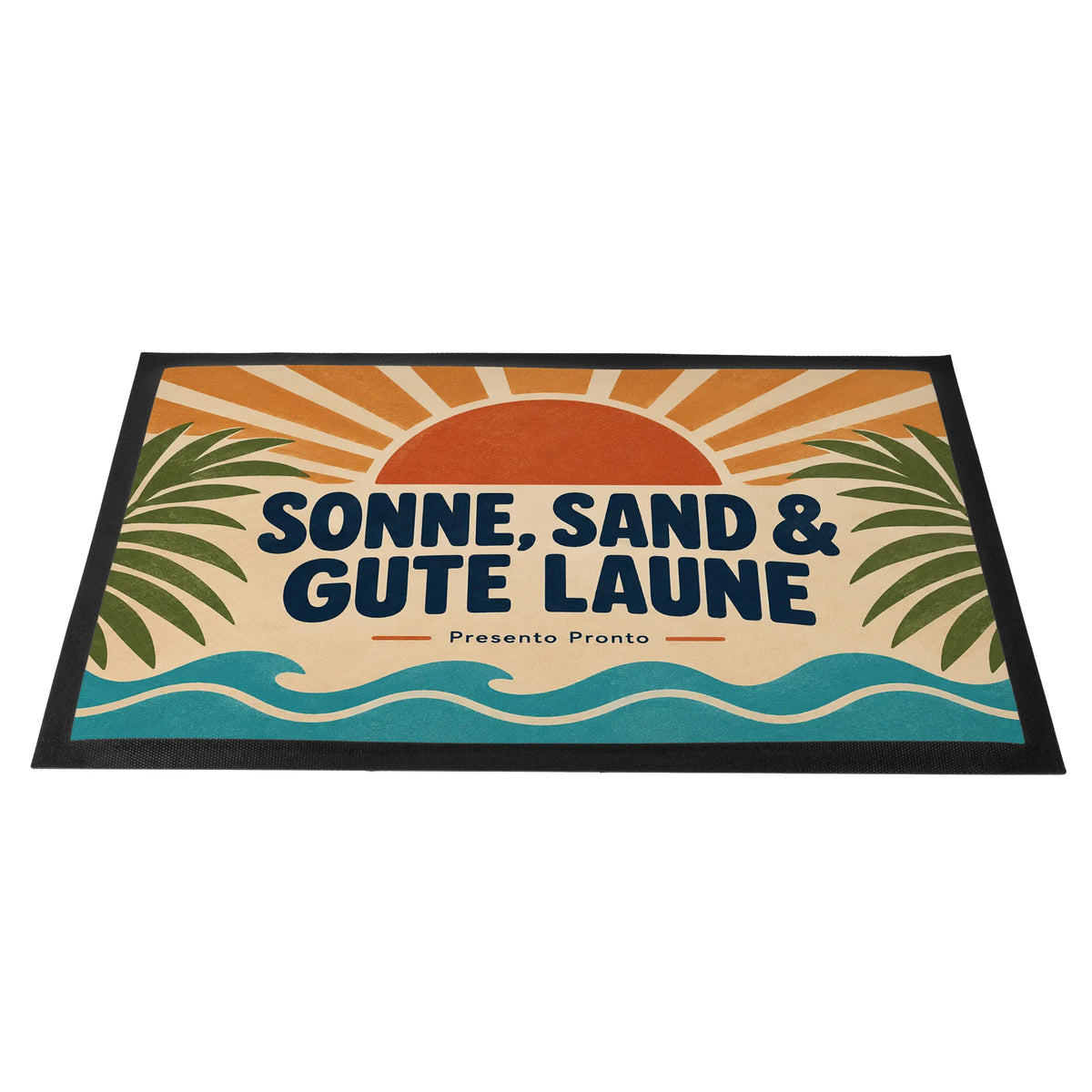 Fröhliche Fußmatte für den Sommer mit Terrakotta-Sonne