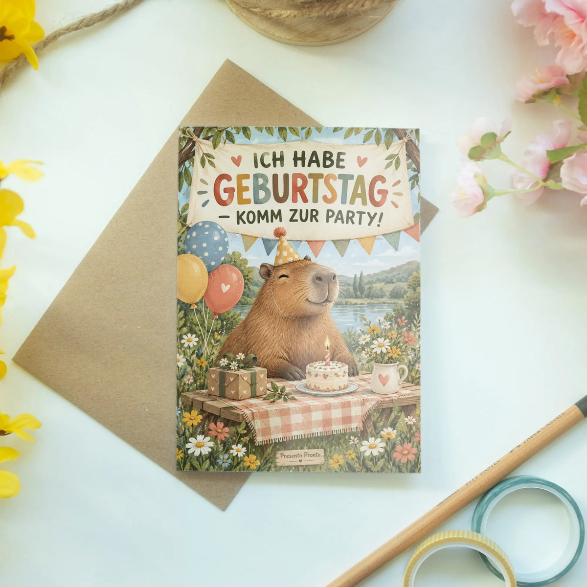 Lustige Einladungskarten mit Capybara zum Geburtstag