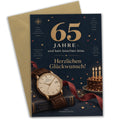 Elegante Geburtstagskarte zum 65. für Männer mit Armbanduhr