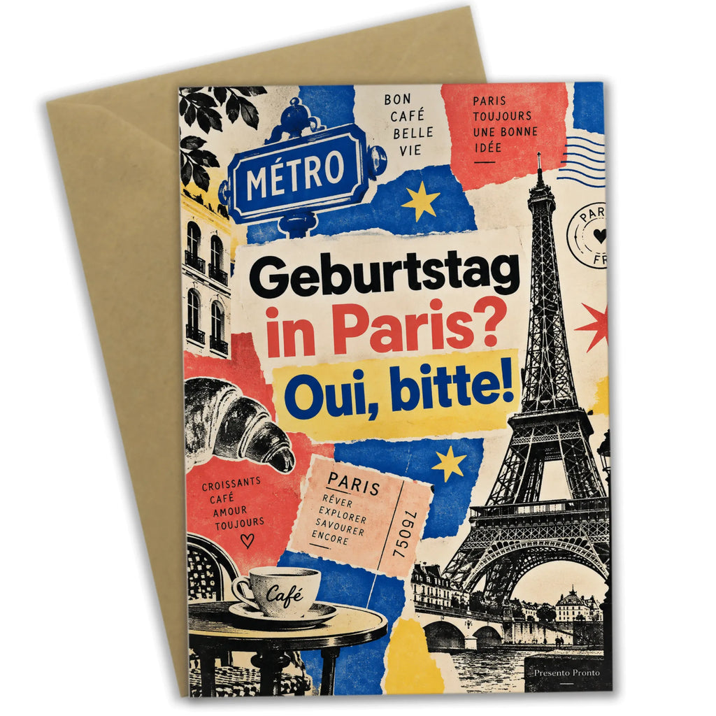 Lustige Geburtstagskarte für Paris-Fans mit Eiffelturm und Croissants|p:2020741|h:77fb314a12f9bb5763e6a6b289fb9e78