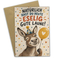 Lustige Geburtstagskarte mit Esel und Ballon