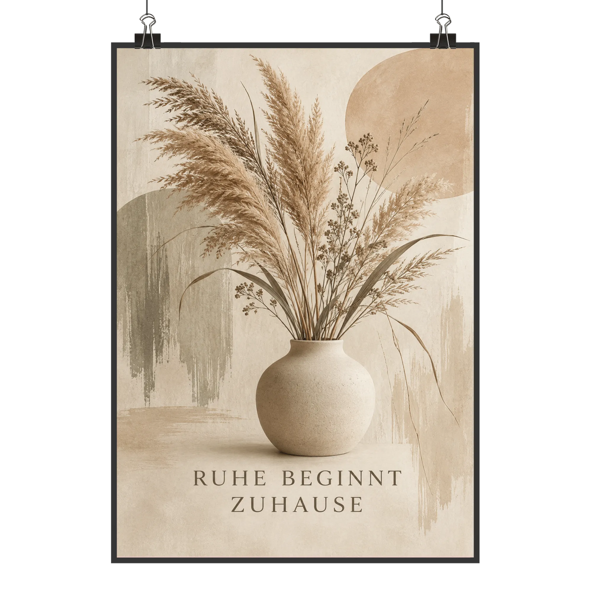 Elegante Wanddeko mit Riedgras für ruhiges Zuhause