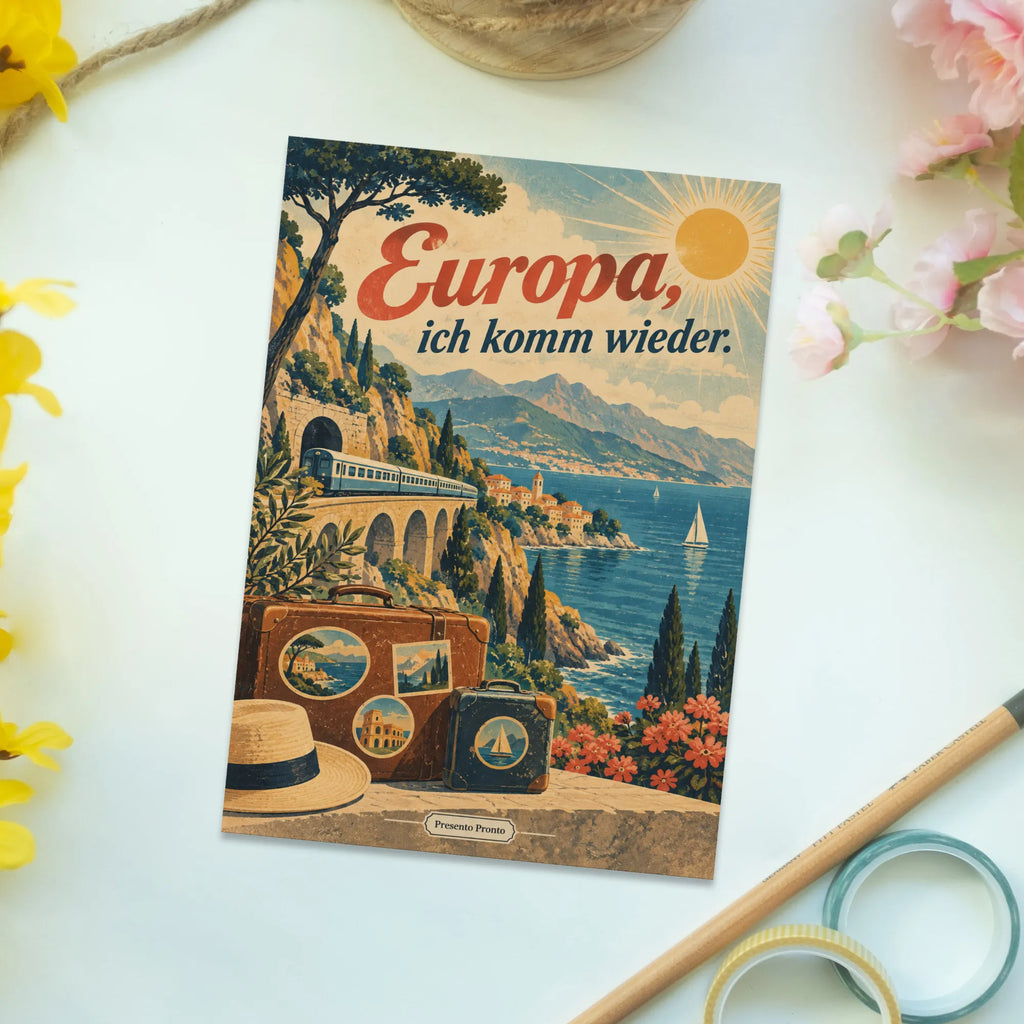 Nostalgische Postkarte Europa mit Küstenzug|p:2020761|h:75d3f0eb5bb77740736644ae0d5d062b