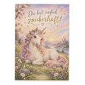 Süße Einhorn Postkarte für Freundinnen mit Regenbogen