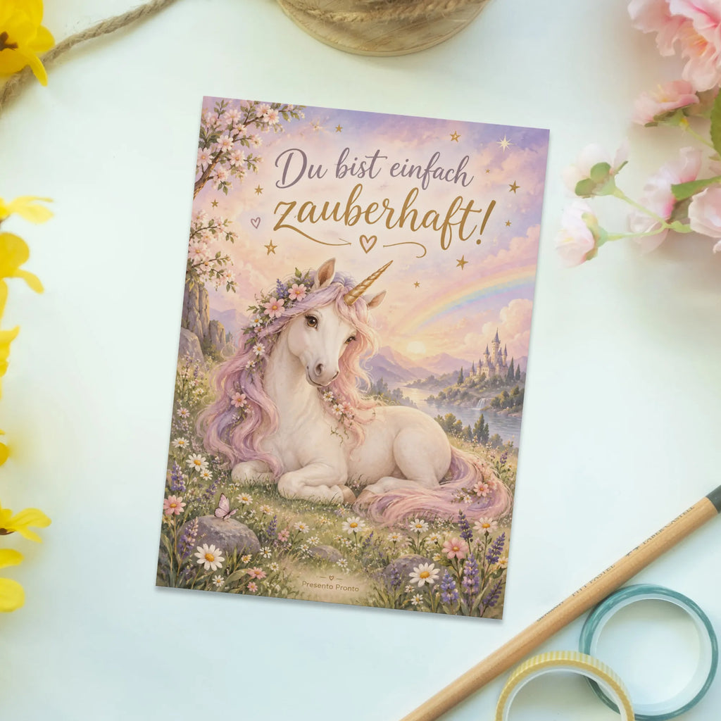 Süße Einhorn Postkarte für Freundinnen mit Regenbogen|p:2020765|h:7403e5cc23ae445581ca48327bf80a18