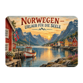 Nostalgischer Norwegen Magnet für Skandinavien Fans mit Hafendorf