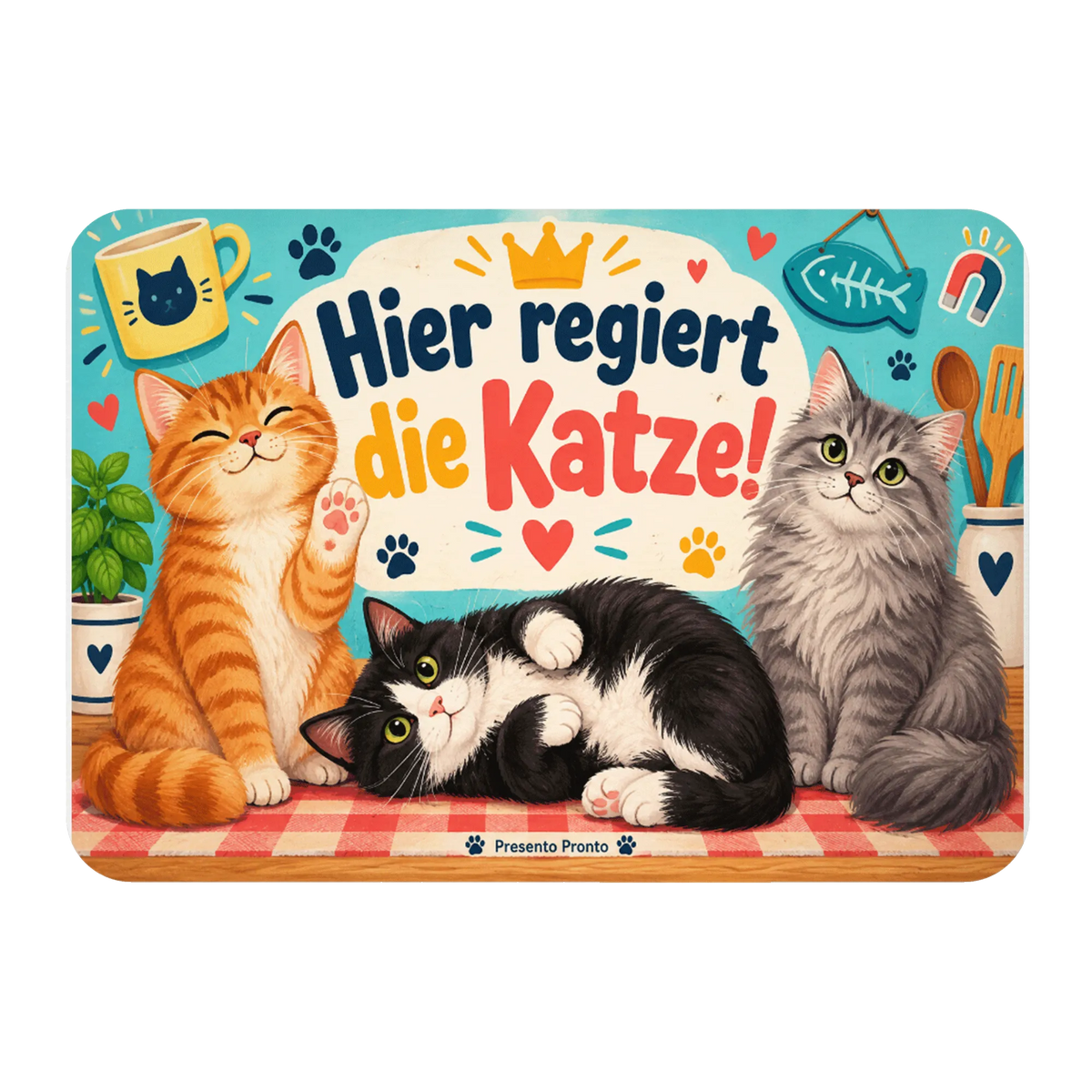 Lustiger Kühlschrankmagnet für Katzenfans mit drei Katzen